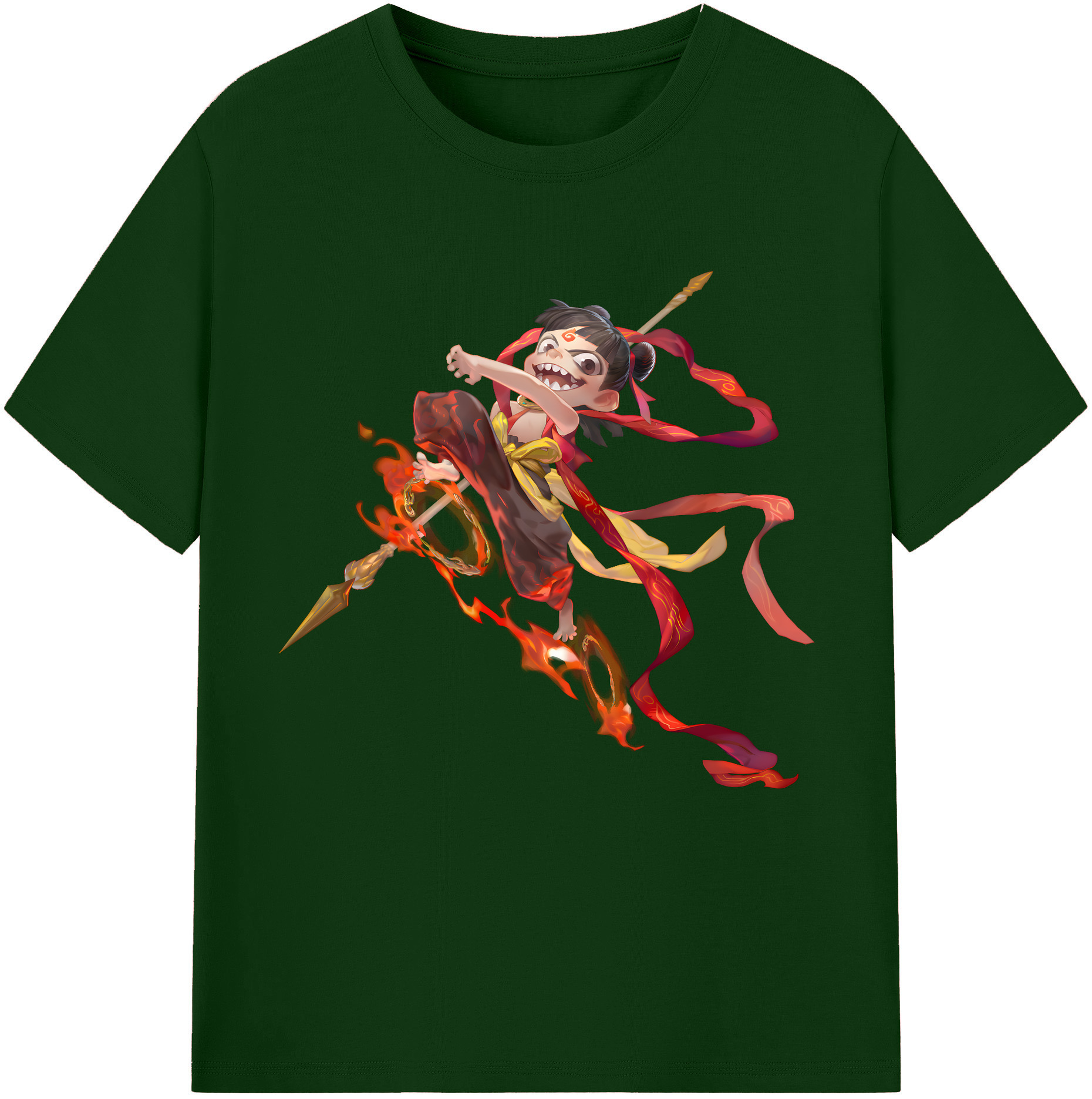 （画像用） Ne Zha 2 ナタ 魔童の大暴れ 綿100％半袖Tシャツ（フロントプリント）